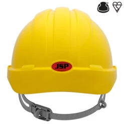 JSP EVO2 Vented, Standard Peak, One Touch Slip Ratchet Yellow Helmet
