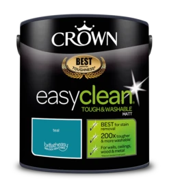 Crown Paints Easyclean Matt Emulsion Paint - Blues -Garden Tools Shop Easyclean Matt 2.5 Teal 1
