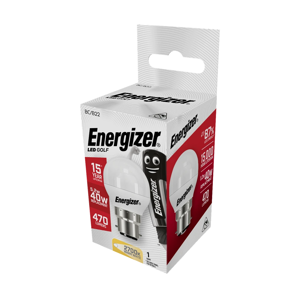 Energizer LED Golf BC/B22 Warm White 470lm 40W 3 Energizer LED Golf BC/B22 Warm White 470lm 40W
