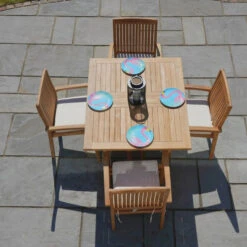 Cotswold Teak Arrow Extending Rectangular Table Set - 6 Chairs -Garden Tools Shop arrow18024 swpara2.5g swpara3g splmnat 6