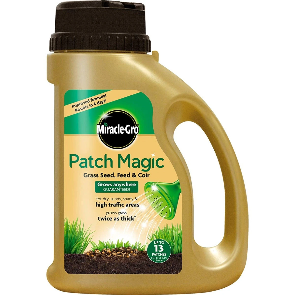 Miracle-Gro Patch Magic Grass Seed Feed & Coir Shaker 1015g 3 Miracle-Gro Patch Magic Grass Seed Feed & Coir Shaker 1015g