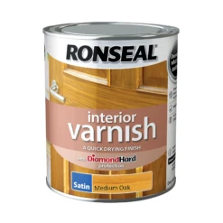 Ronseal Diamond Hard Interior Satin Wood Varnish 750ml -Garden Tools Shop ronseal diamond hard medium oak satin wood varnish 0 75l